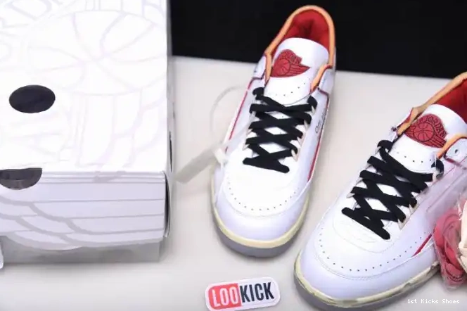 1st Kicks DJ4375-106 Retro 2 White SP Low Red Off-White Jordan 0501